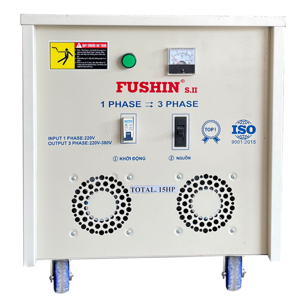Biến áp 1 pha ra 3 pha 380V-220V 15HP Fushin