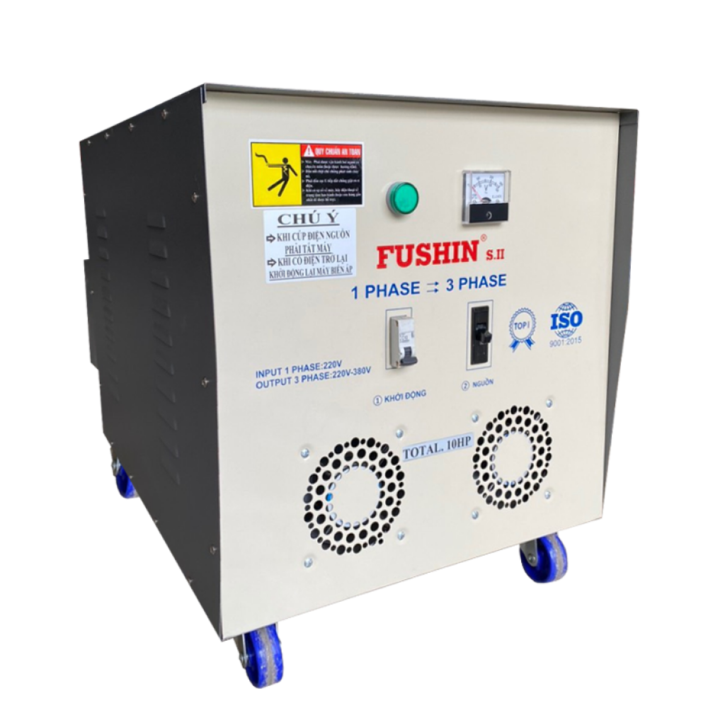 Biến áp 1 pha ra 3 pha 380V-220V 10HP Fushin