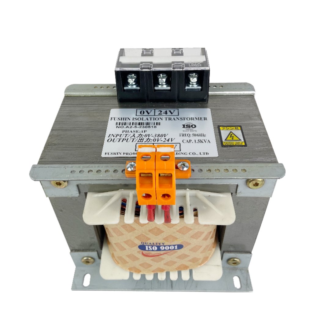 Biến áp cách ly vào 380V 2 pha ra 24V 1.5KVA Fushin