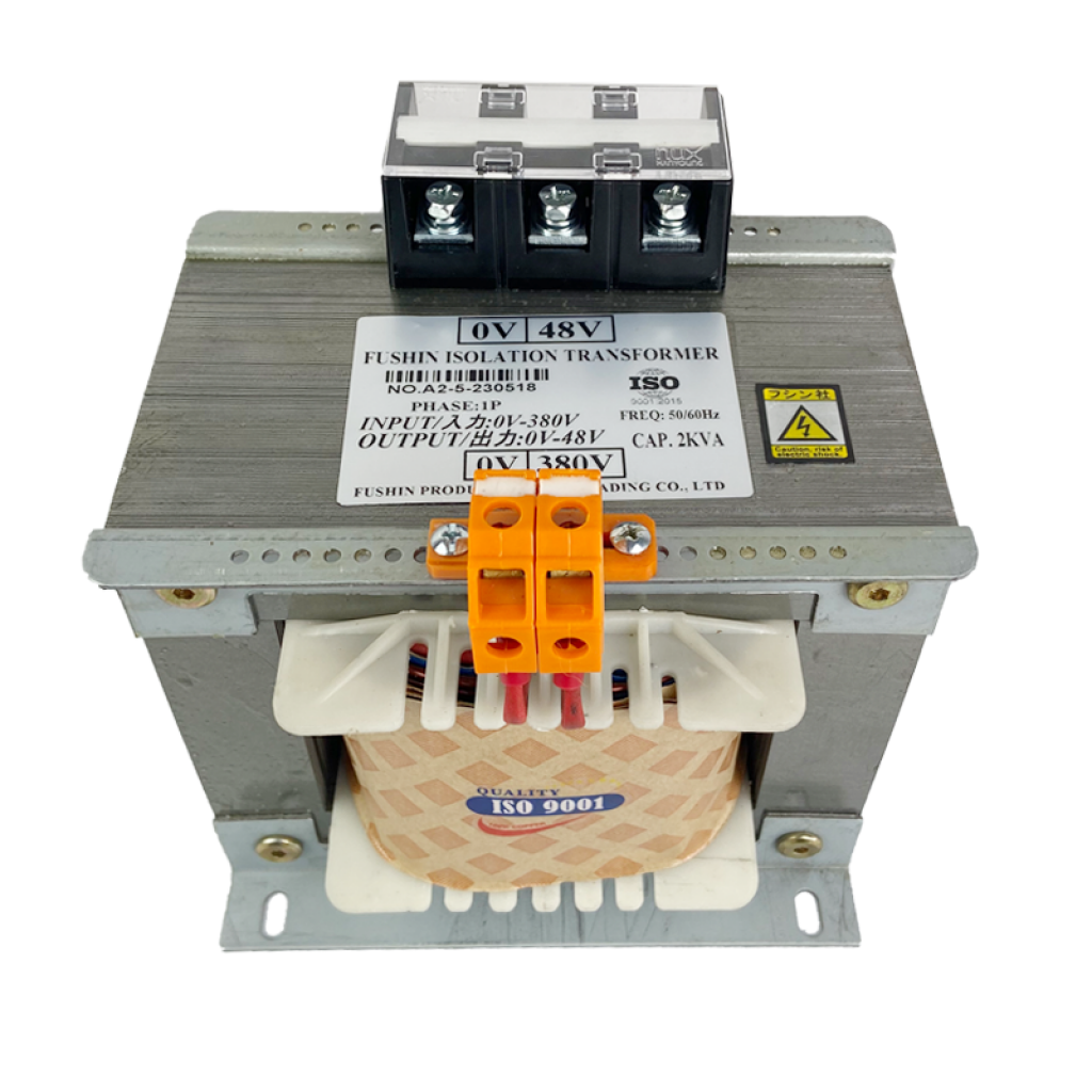 Biến áp cách ly vào 2 pha 380V ra 48V 2KVA Fushin
