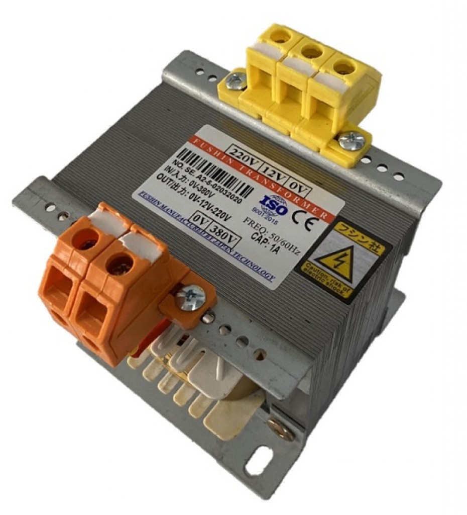 Biến áp cách ly vào 380V ra 220V/12V - 1A