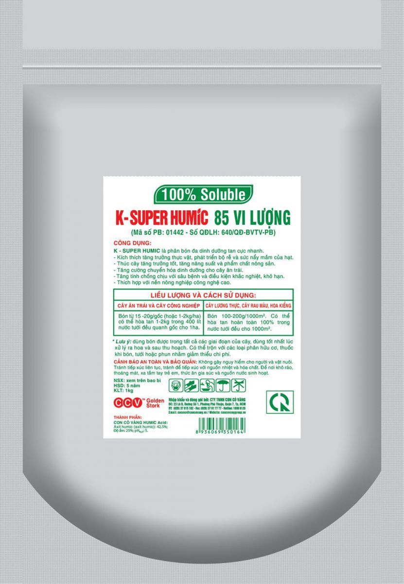 K-Super Humic 85 vi lượng - PHÂN BÓN LÁ HỮU CƠ SINH HỌC CAO CẤP