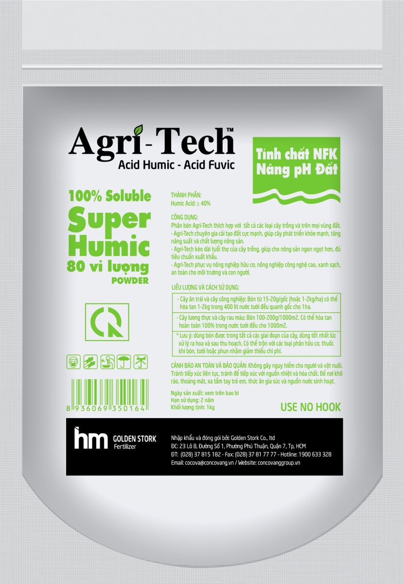 SUPER HUMIC Agri-Tech - PHÂN BÓN LÁ HỮU CƠ SINH HỌC DẠNG BỘT CAO CẤP