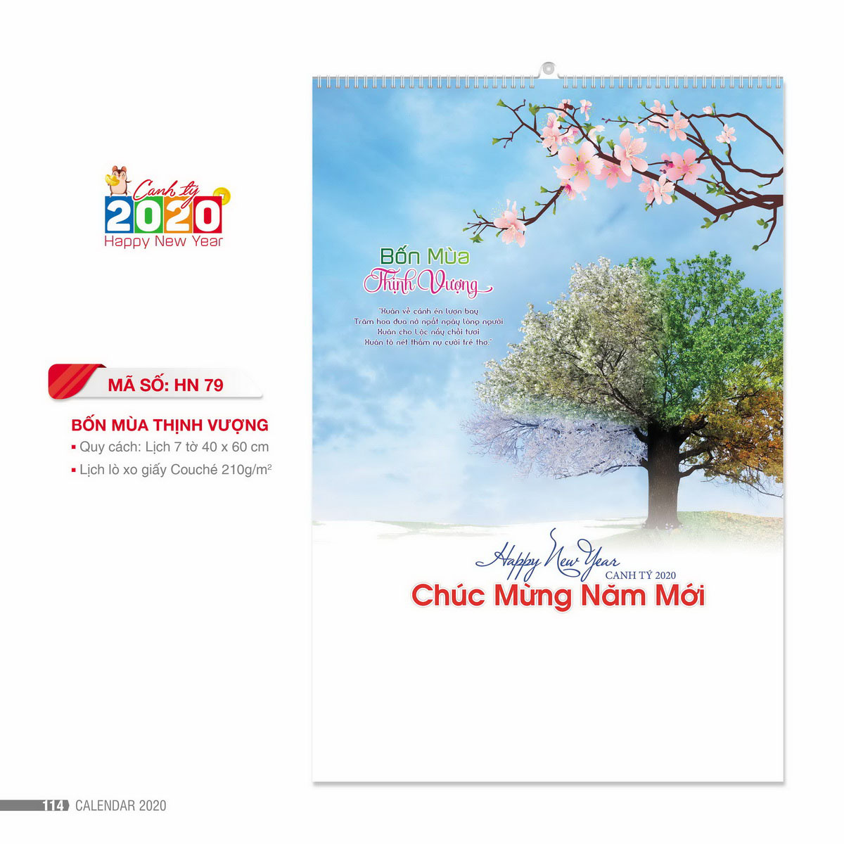 Lịch lò xo 7 tờ treo tường