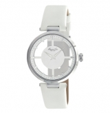 Transparent Watch With White Leather Strap