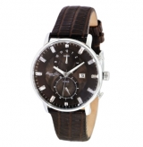 Oversize Watch with Brown Croco-Embossed Strap