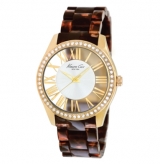 Oversized Watch with Faux Tortoiseshell Link Strap