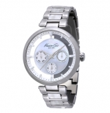 Multifunction Watch With Metal And White Marble Link Strap