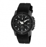 Stainless Steel Round Watch with Black Silicone Strap