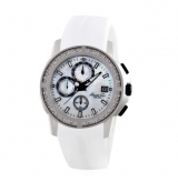 Stainless Steel Round Watch with White Silicone Strap