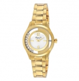 Yellow Gold Round Watch with Floating Stones