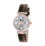 Stainless Steel and Rose Gold Watch with Croco-Leather Strap