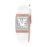 Rose Gold and Stainless Steel Square Watch with White Leather Strap