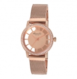 Rose Gold Watch with Crystal Bezel and Mesh Strap