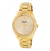 Yellow Gold Watch with Pave Crystal Dial and Bezel