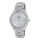 Stainless Steel Watch with Pave Crystal Dial and Bezel