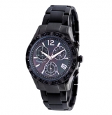 Black Chronograph Watch with Black Link Strap