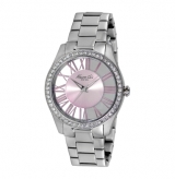 Stainless Steel Watch with Transparent Pink Dial 