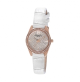 Rose Gold Watch with Crystal Dial and Croco-Leather Strap