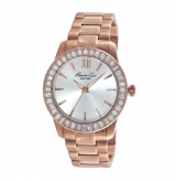 Rose Gold Watch with Crystal Bezel and Silver Dial