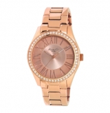 Rose Gold Round Watch with Crystal Bezel