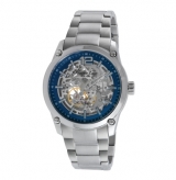 Stainless Steel Watch with Screw Detail and Blue Dial 