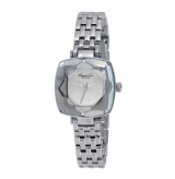 Silver Watch with Faceted Mirrored Dial