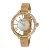 Gold Watch with Transparent Dial and Crystal Bezel