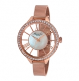 Rose Gold Watch with Transparent Dial and Crystal Bezel