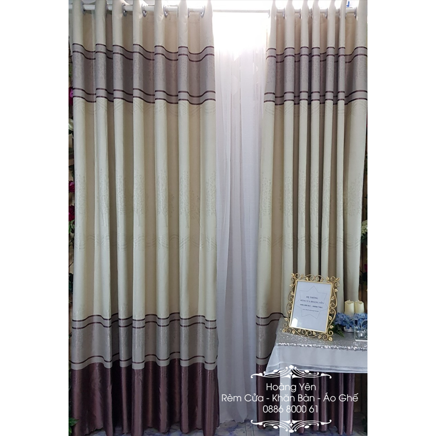 Rèm Cửa Chính may sẵn - 190x270 cm Hoàng Yên - Khoen Lỗ Cao Cấp R1-23 - Chống nắng có chân