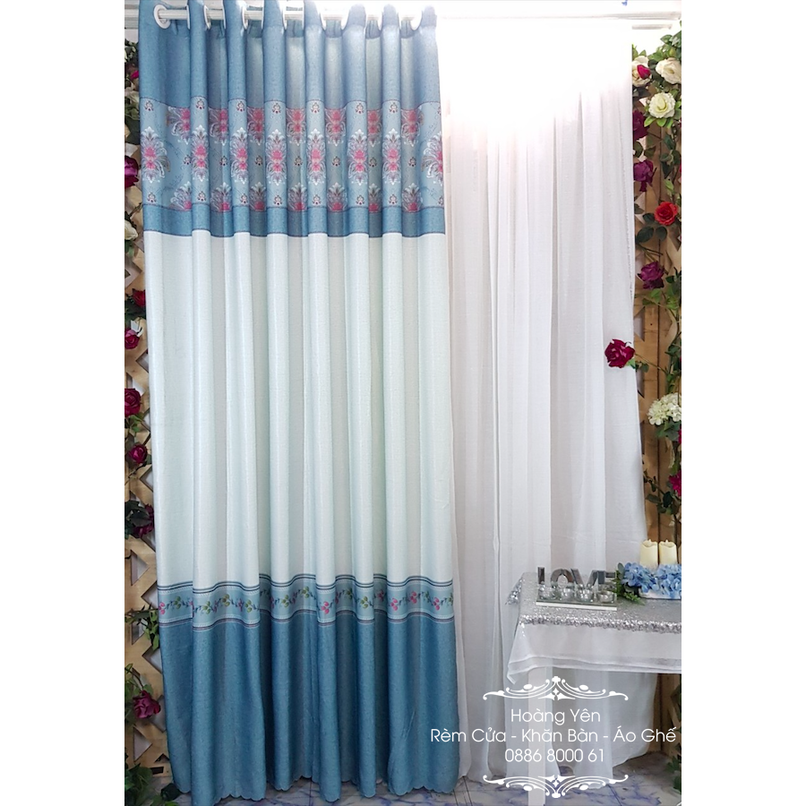 Rèm Cửa Chính may sẵn - 190x270 cm Hoàng Yên - Khoen Lỗ Cao Cấp R1-10