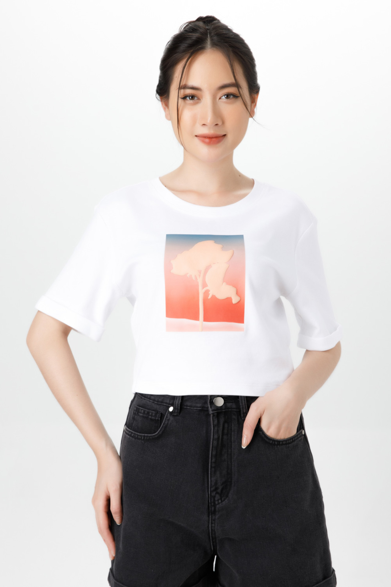 Áo croptop in nổi
