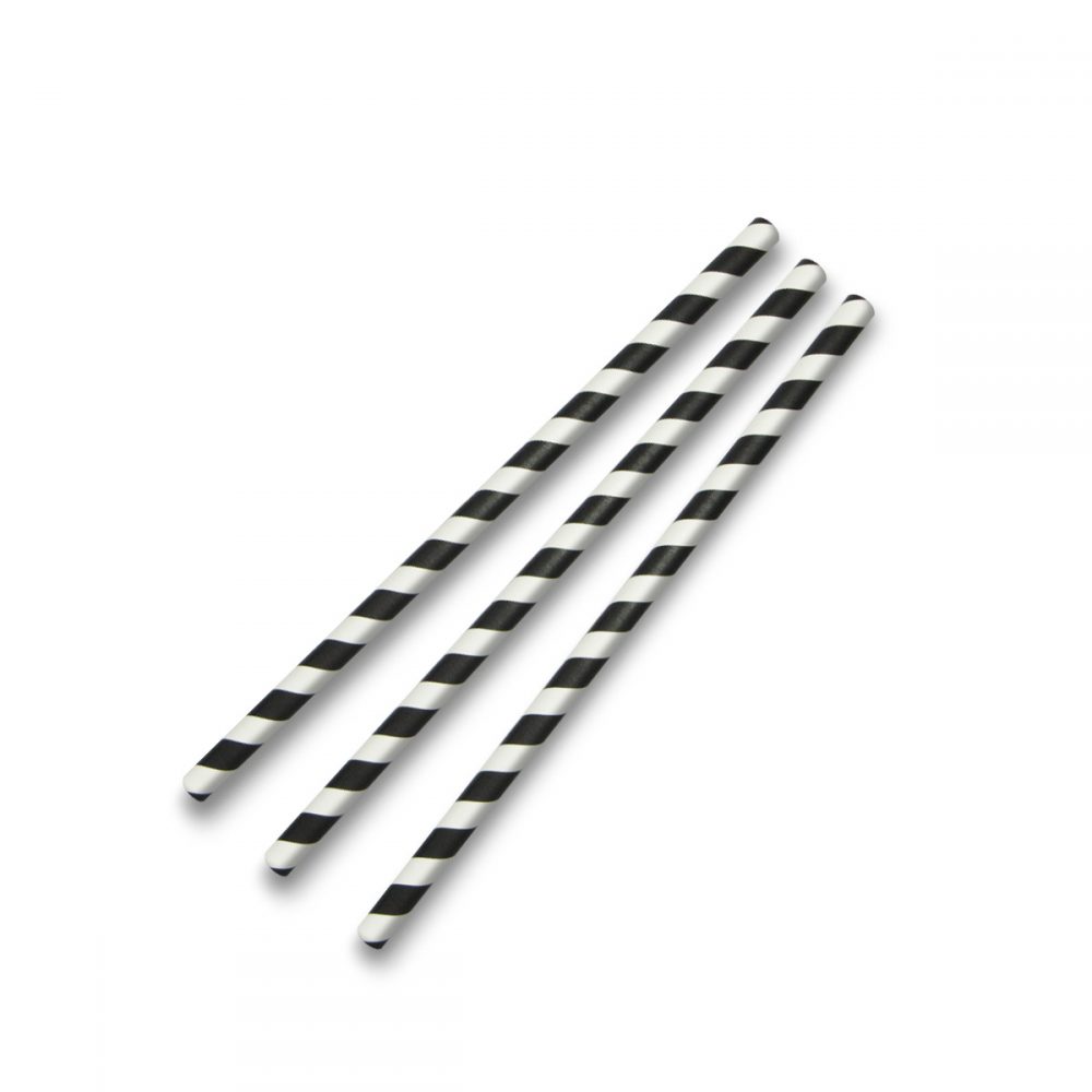 Ống Hút Giấy màu trắng đen kích thước 197x6mm