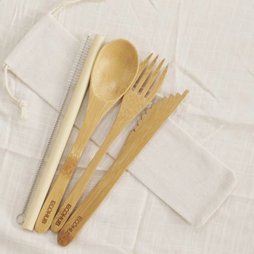 Bộ dao thìa muỗng tre khắc logo theo yêu cầu