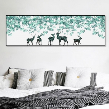 Tranh đơn canvas Bầy hươu dưới tán lá xanh