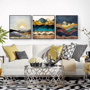 Bộ 3 tranh canvas Japan sunrise