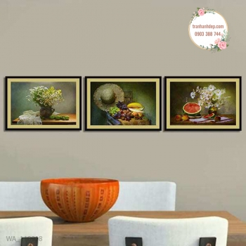 Bộ 3 tranh canvas sơn dầu Hoa và quả