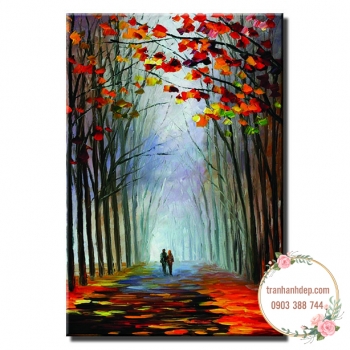 Tranh canvas sơn dầu Rừng già và con người