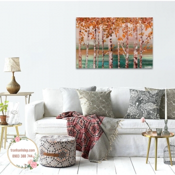 Tranh đơn canvas sơn dầu Lá thu vàng