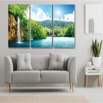 Tranh Gỗ Thác Nước 3 Tấm