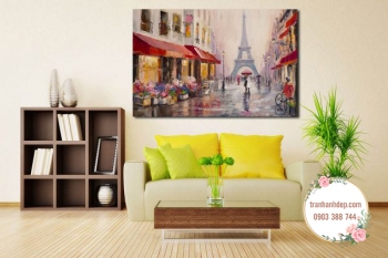 Tranh đơn canvas sơn dầu Tình yêu Paris