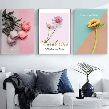 Bộ 3 tranh canvas Hoa nghệ thuật