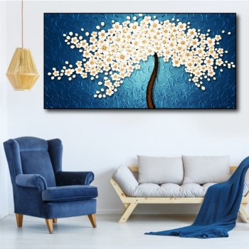 Tranh đơn canvas Cây hoa mai trắng