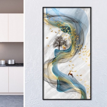 Tranh Gỗ Hươu Vàng Vượt Ngân Hà