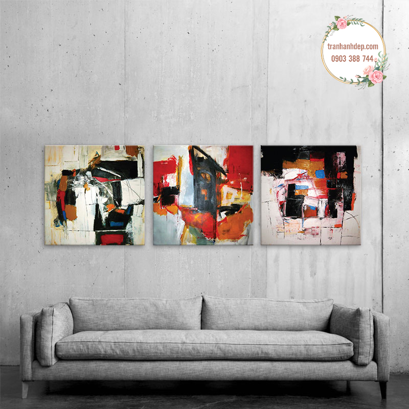 Bộ 2 tranh canvas sơn dầu Sắc màu