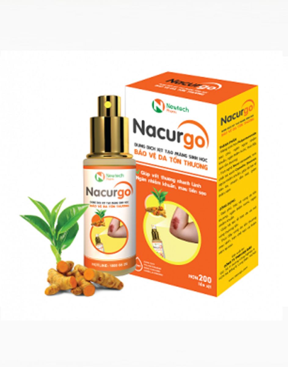 Dung dịch xịt tạo màng sinh học bảo vệ da tổn thương Nacurgo (12ml)