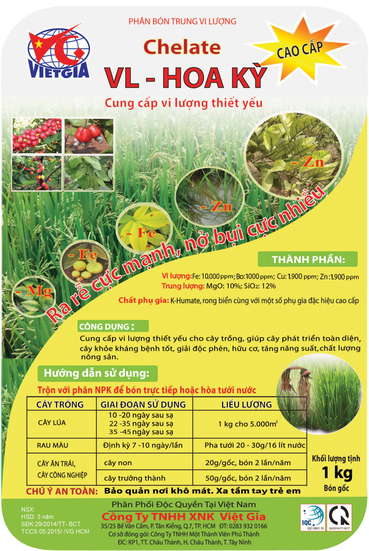 Phân bón vi lượng VL-Hoa Kỳ