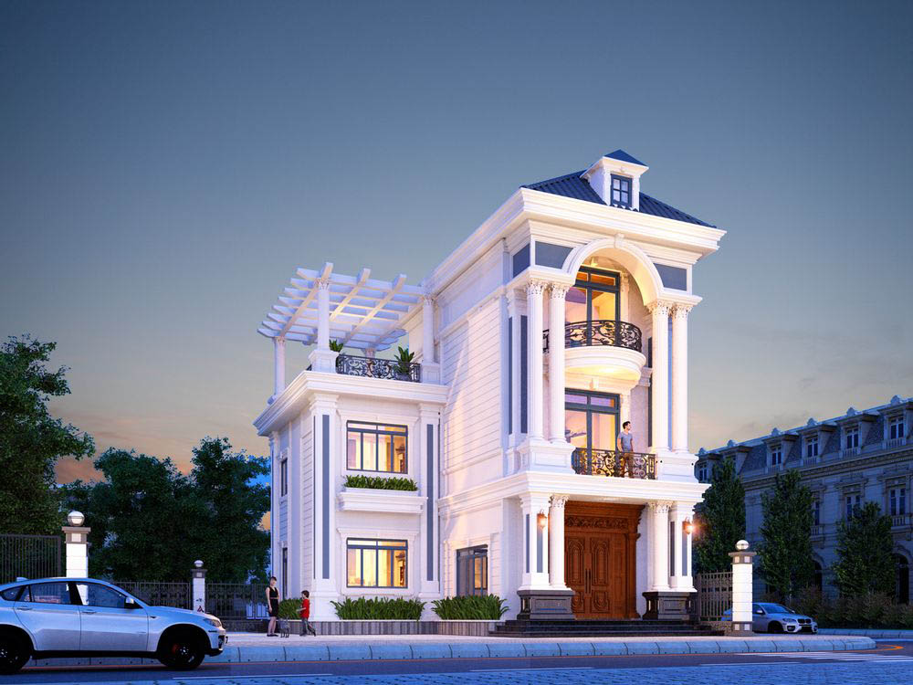 Bố trí công năng biệt thự 3 tầng hiện đại 120m2