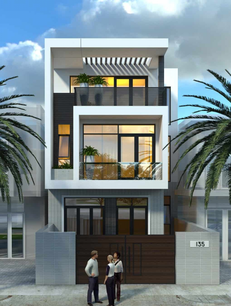 Những mẫu thiết kế mặt tiền nhà ống 2 tầng đẹp, ấn tượng nhất năm 2022