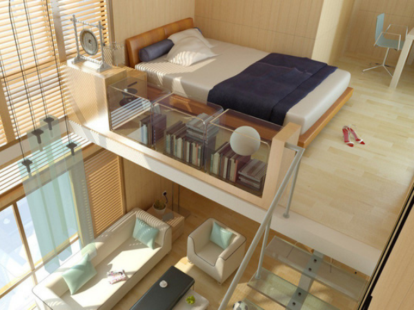 Gác lửng thường được bố trí với nhiều công năng như làm phòng ngủ, phòng sách, phòng trưng bày,...